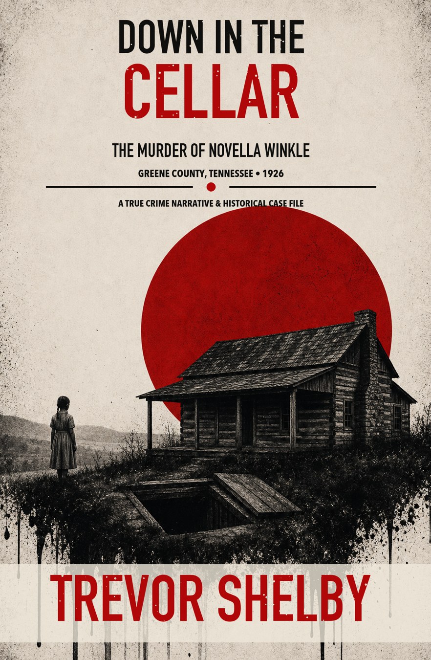 Down in the Cellar — The Murder of Novella Winkle, by Trevor Shelby (book cover)